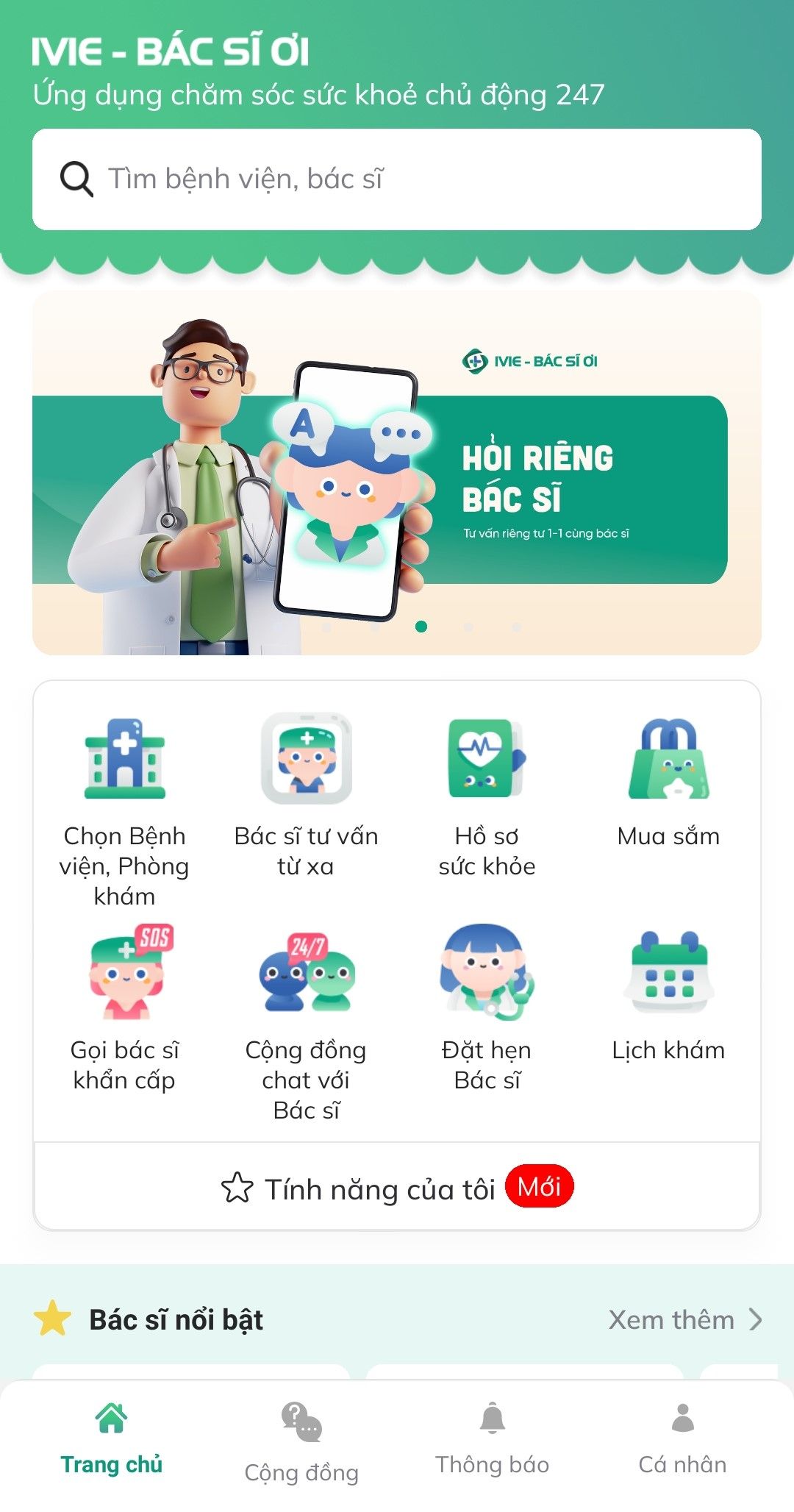 trang home app IVIE - Bác sĩ ơi